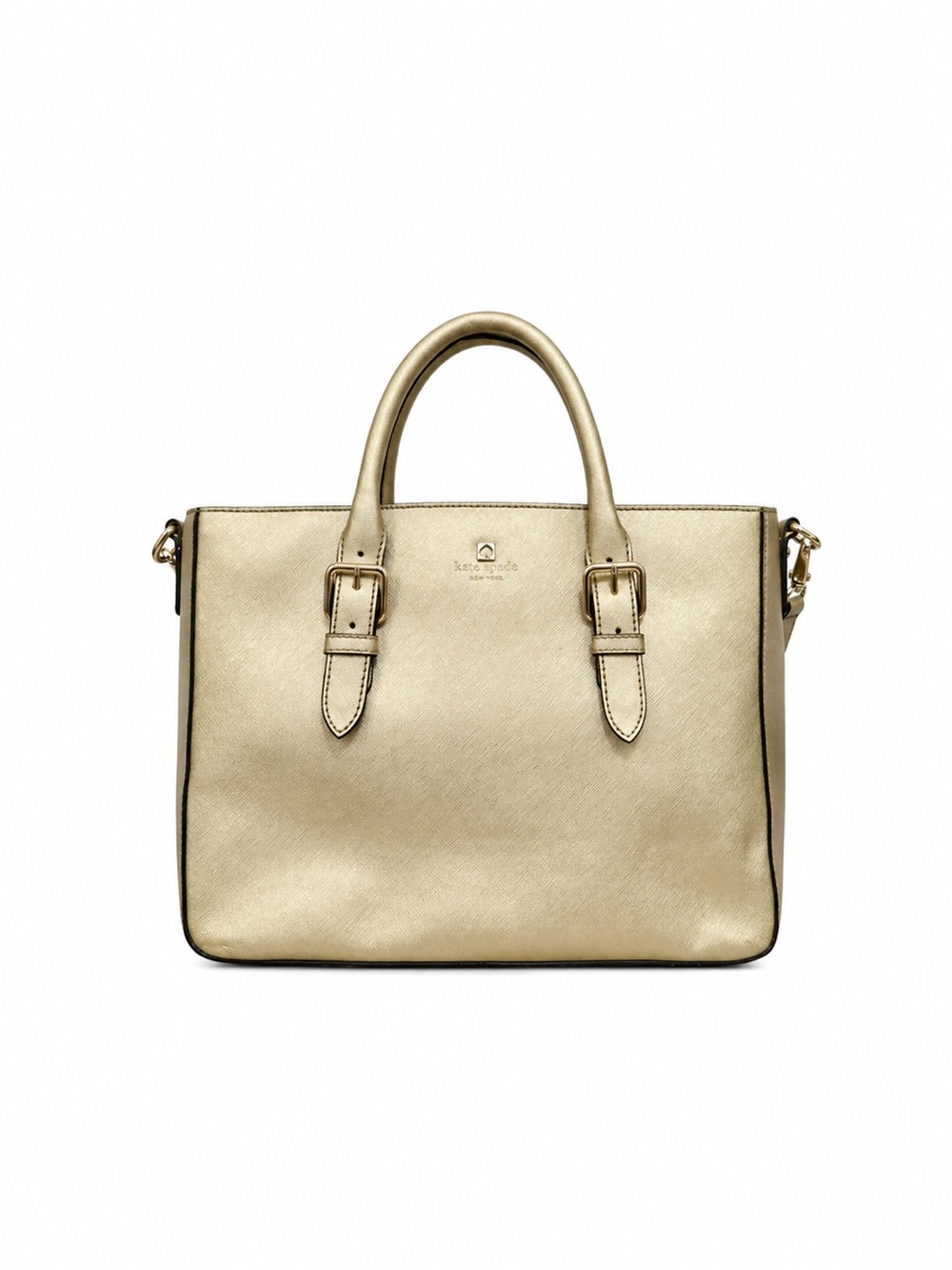 kate spade Gold Leather Satchel with Detachable Crossbody Strap